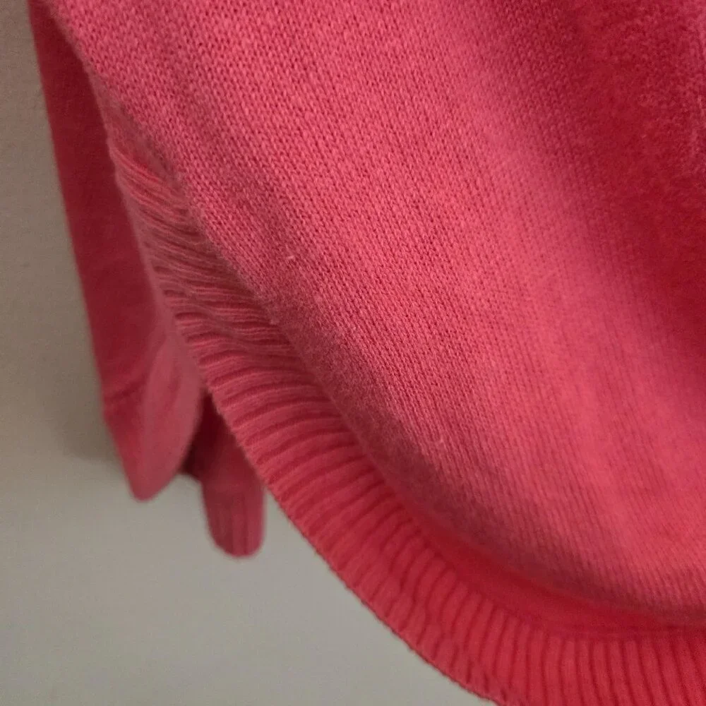J.Crew Coral Pink Curved Hem Linen Blend Cement Sweater Size M